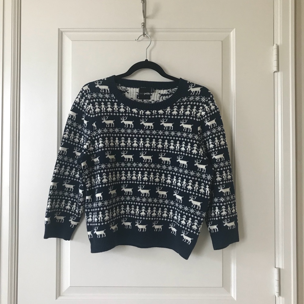 Asos petite navy moose print sweater, UK16/US12